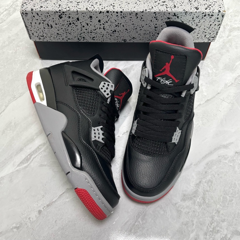 Brand New Retro 4 ‘Bred Reimagined’ Men’s Black/Red Sneakers Trainers - Picture 3 of 6